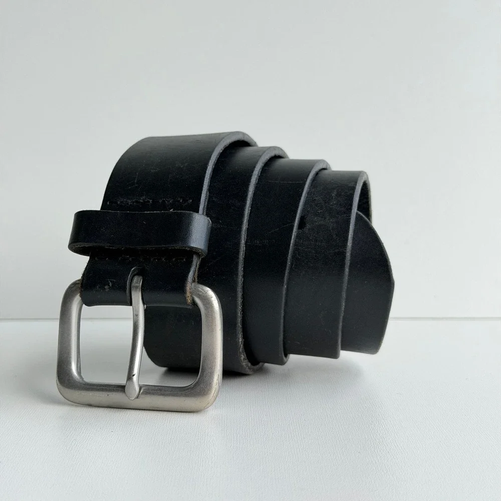 Gap Leather Belt Womens Small Black Classic Casual Square Buckle 1.5